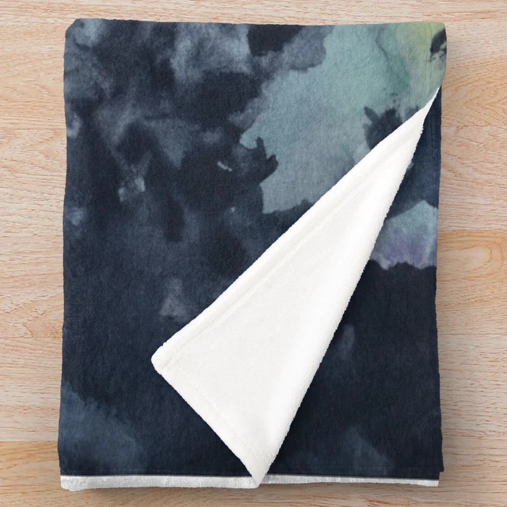 November Moon Plush Blanket with Watercolor Painting of Full Moon