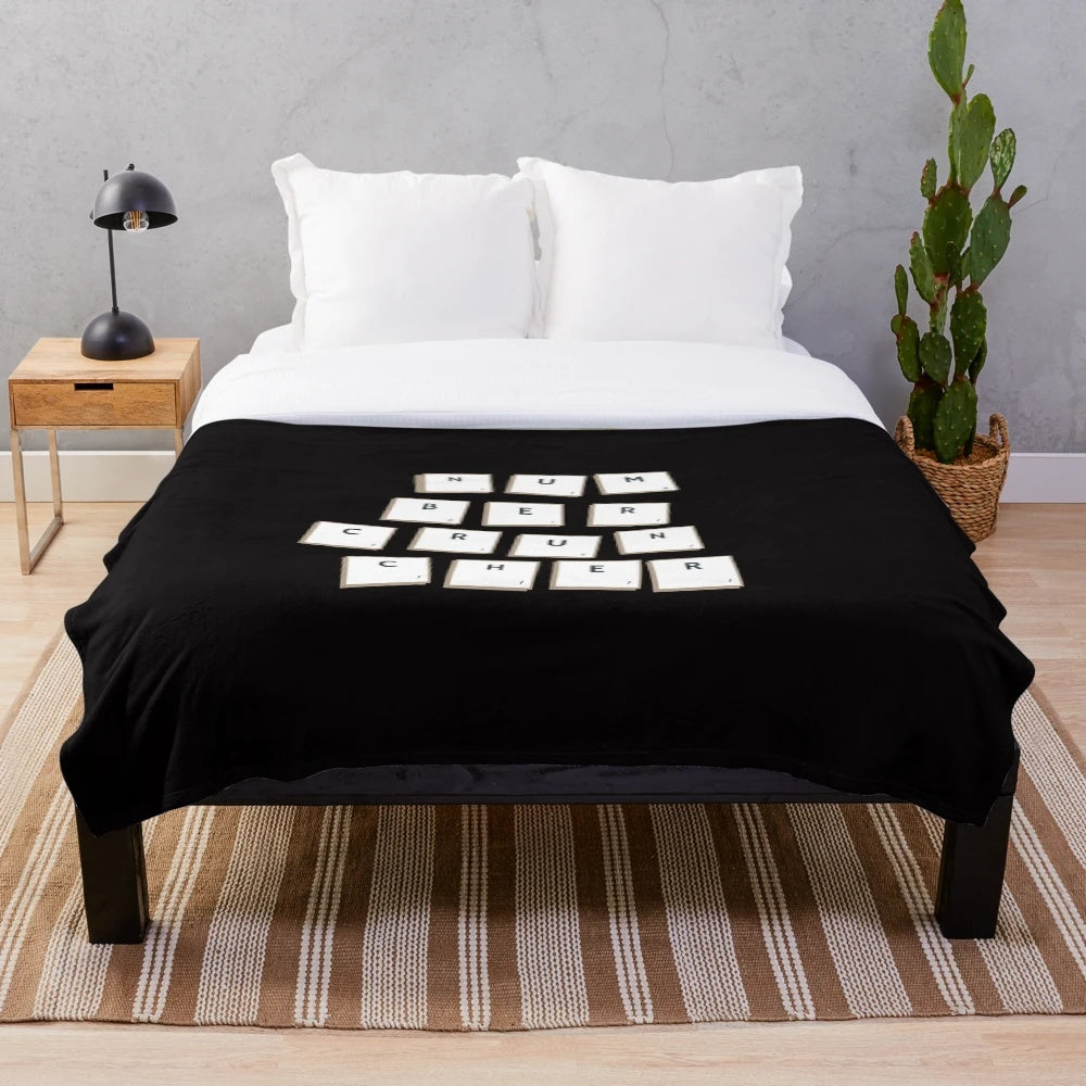 Plush blanket featuring the text "Number Cruncher" for accounting and data enthusiasts