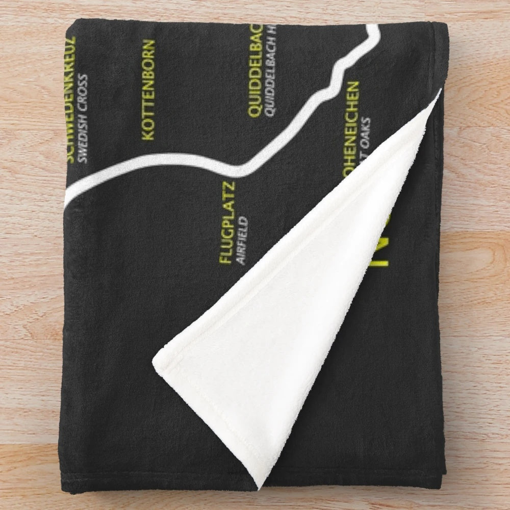 Nurburgring-inspired plush blanket for motorsports enthusiasts