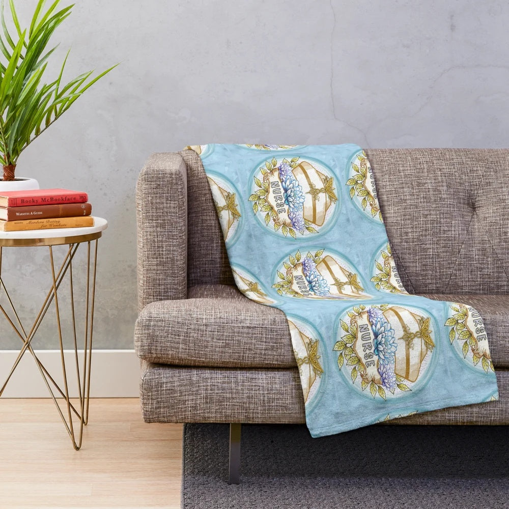Nurse cap plush blanket with lotus design