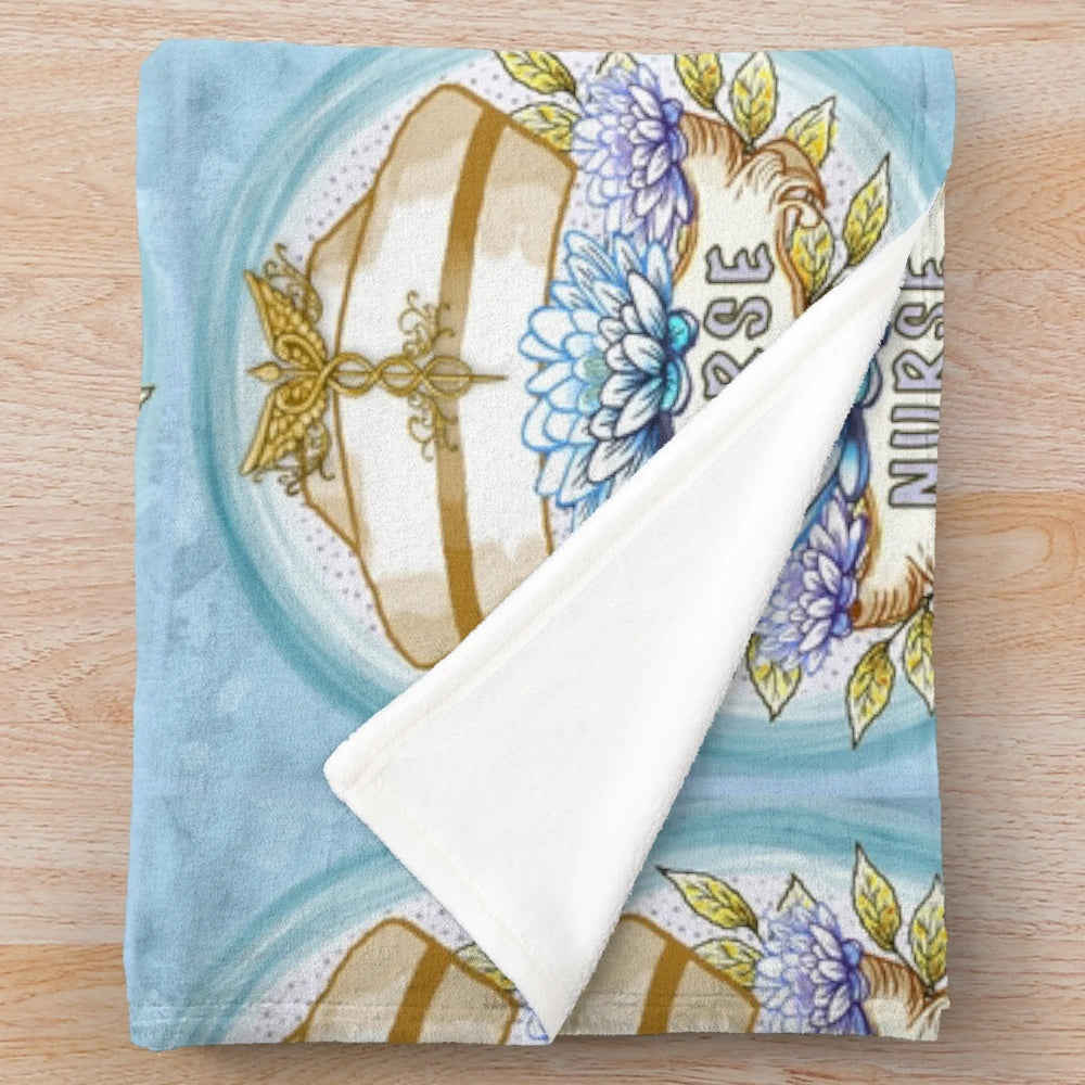 Nurse cap plush blanket with lotus design