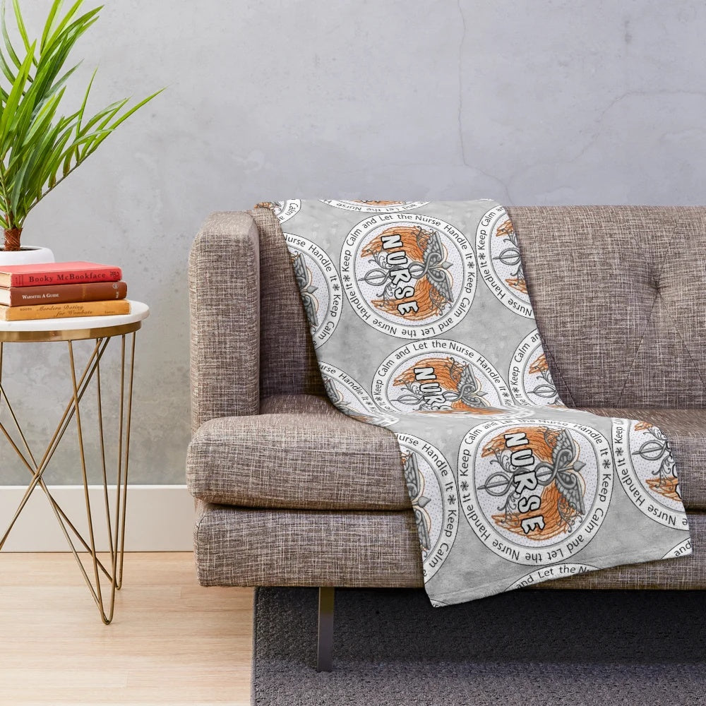 Nurse Plush Blanket with Caduceus and Wings Design
