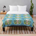 Nurse plush blanket with caduceus and lotus design