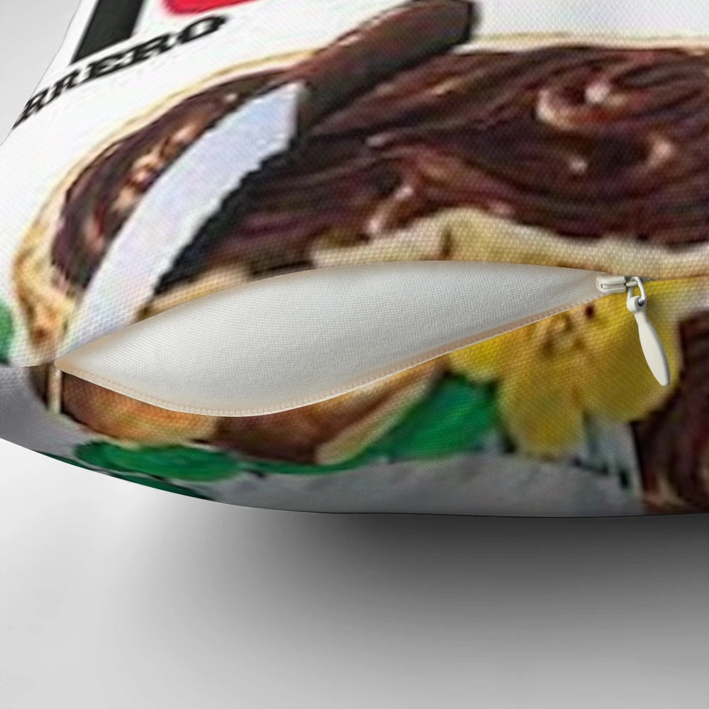 Soft, plush nutella-colored pillow with a stylish pattern