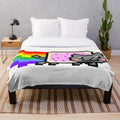 Nyan cat plush blanket with vibrant rainbow design