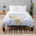 NYC subway map design on a plush, soft blanket