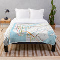 New York City transit map printed on a soft, plush blanket