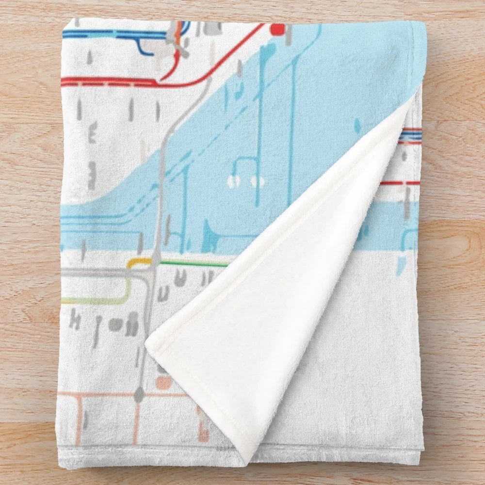 New York City transit map printed on a soft, plush blanket