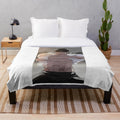 Oak tree plush blanket with autumn leaves