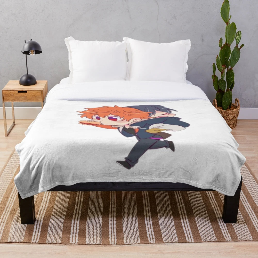 Obey Me Plush Blanket with Chibi Demon Characters