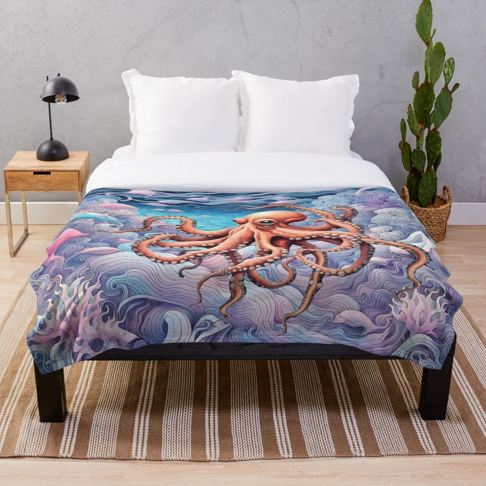 Soft and Cuddly Octopus Plush Blanket for Home Decor