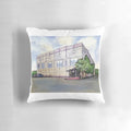 Watercolor-style pillow design featuring characters from the popular TV show "The Office"
