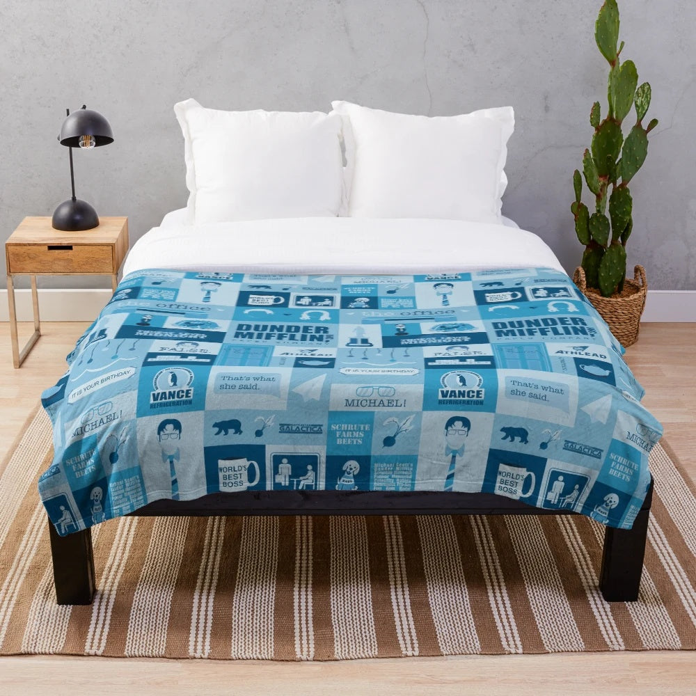 Soft and plush blanket featuring characters from the popular TV show "The Office