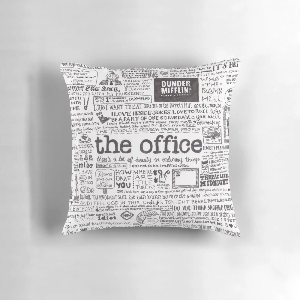A plush, office-themed pillow inspired by the hit TV show "The Office"