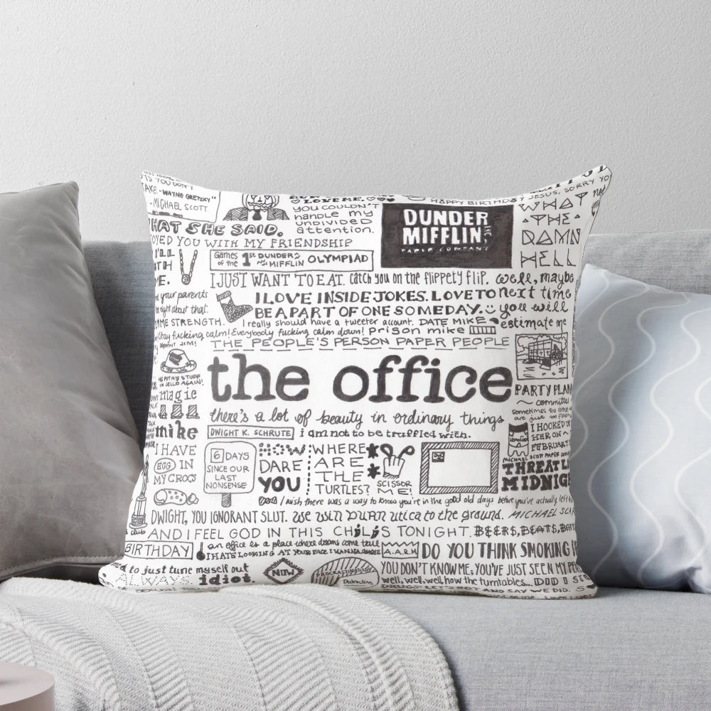 A plush, office-themed pillow inspired by the hit TV show "The Office"
