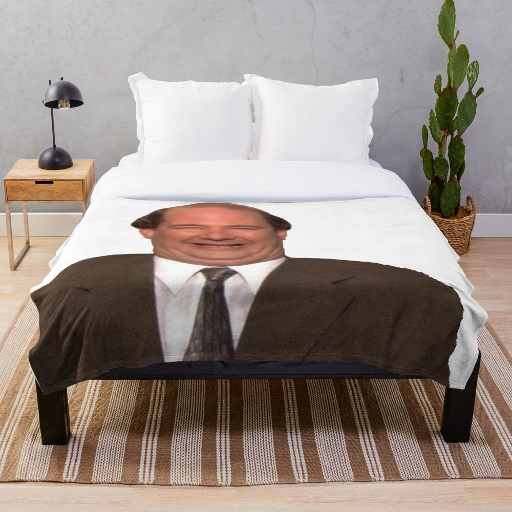 Plush office-themed blanket featuring Michael Scott from the TV show The Office