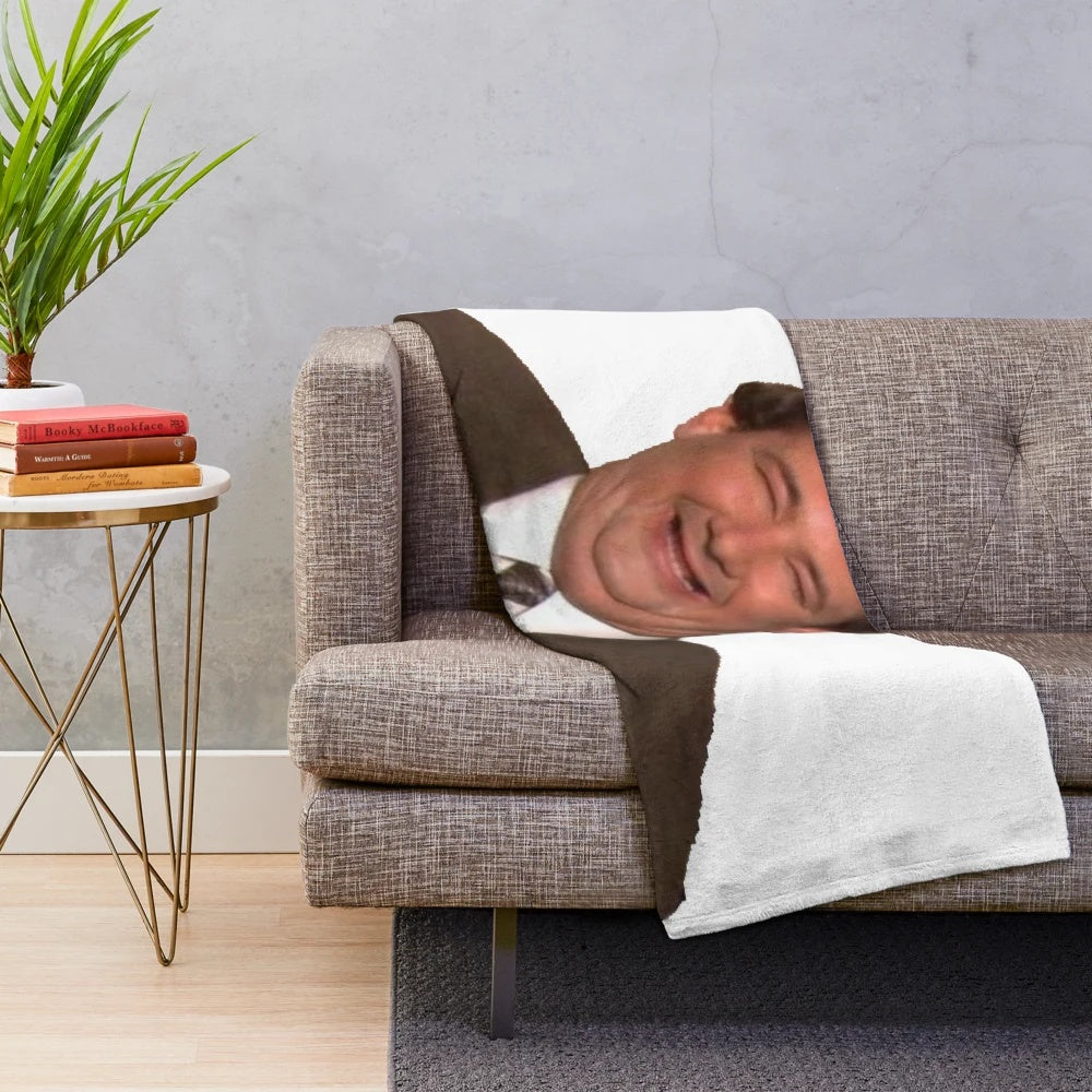 Plush office-themed blanket featuring Michael Scott from the TV show The Office