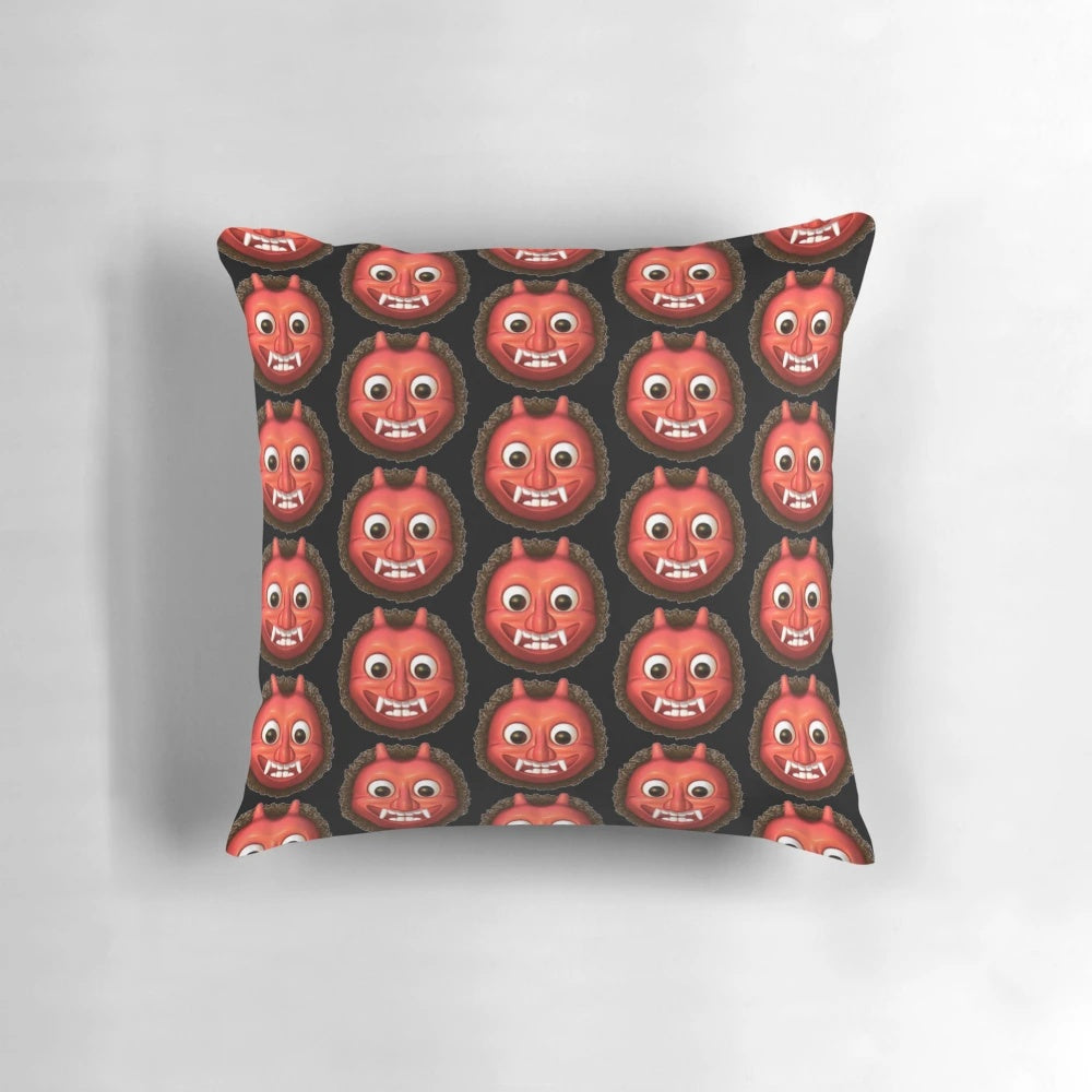 Soft and plush ogre emoji pillow with a happy, cute expression