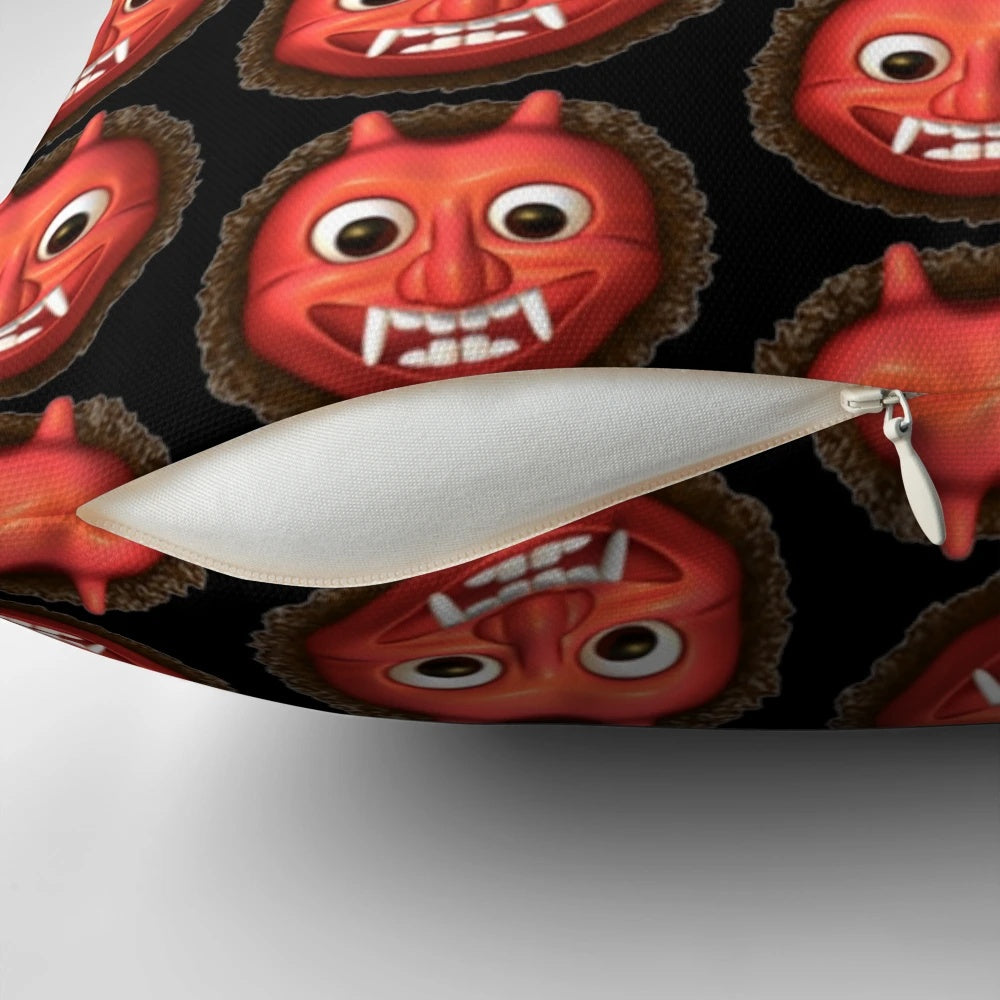 Soft and plush ogre emoji pillow with a happy, cute expression
