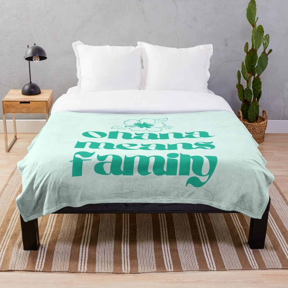 Soft, plush blanket featuring Ohana quotes from Lilo and Stitch