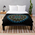 Native American style Ojibwe floral circle plush blanket