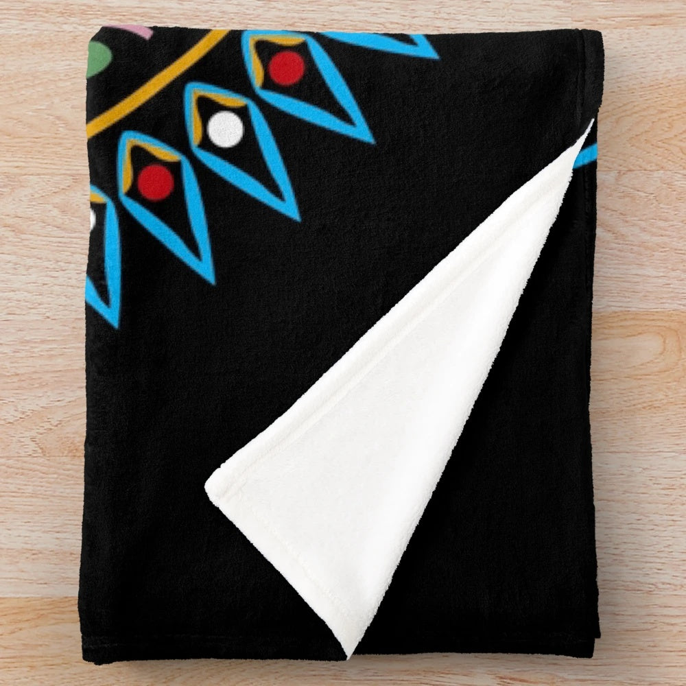 Native American style Ojibwe floral circle plush blanket