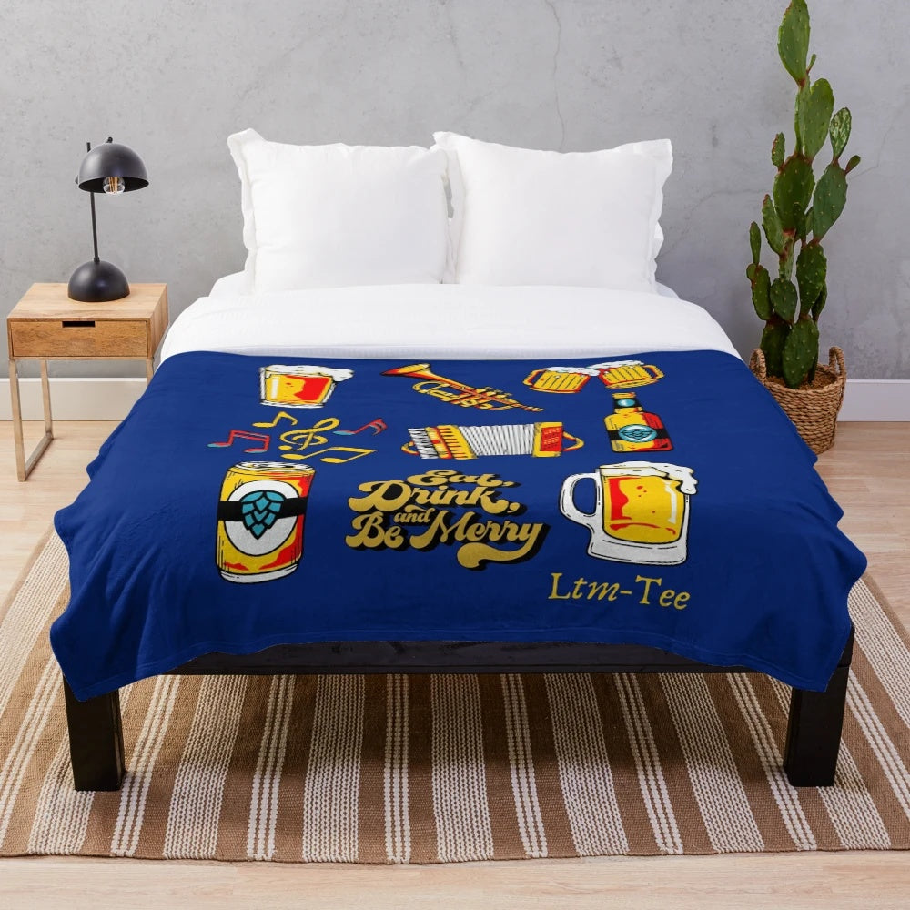 Oktoberfest-themed plush blanket featuring a vibrant beer festival design