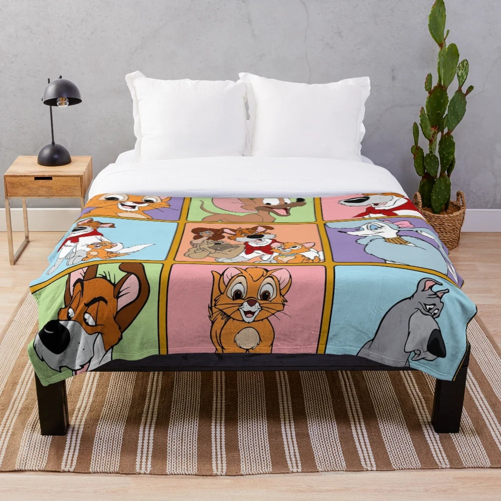 Oliver and Dodger inspired plush blanket with multiple squares