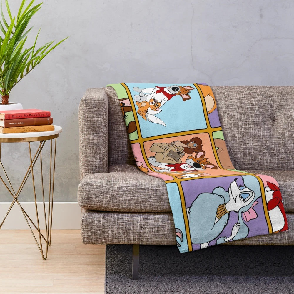Oliver and Dodger inspired plush blanket with multiple squares