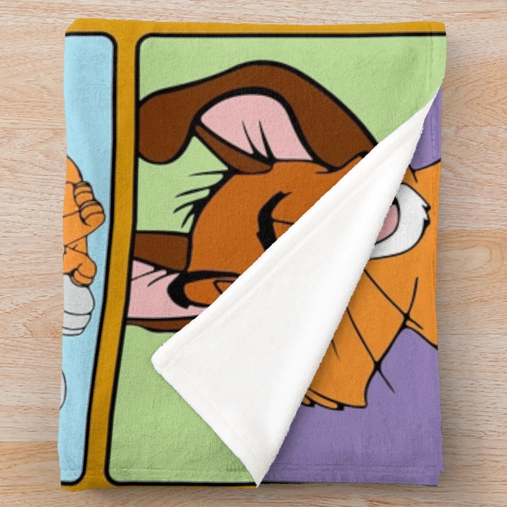 Oliver and Dodger inspired plush blanket with multiple squares