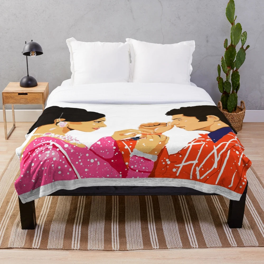 Om Shanti Om inspired plush blanket featuring Bollywood stars