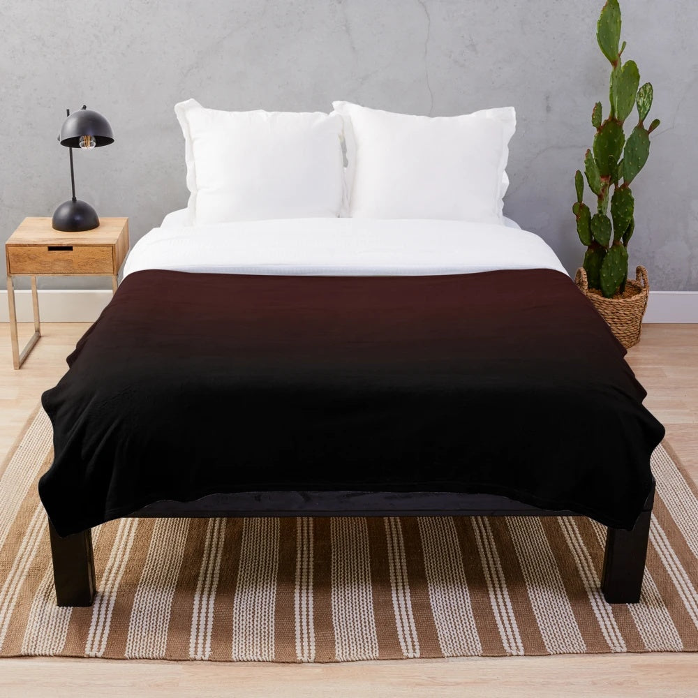 Ombre plush blanket in burgundy and black