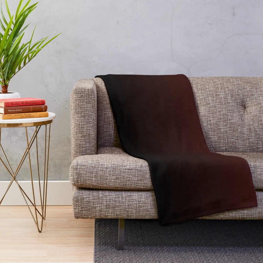 Ombre plush blanket in burgundy and black