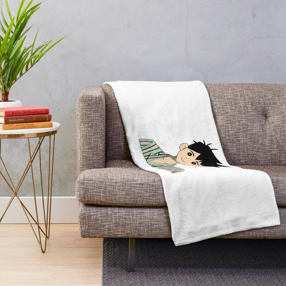 Omori themed plush blanket with colorful characters and artwork
