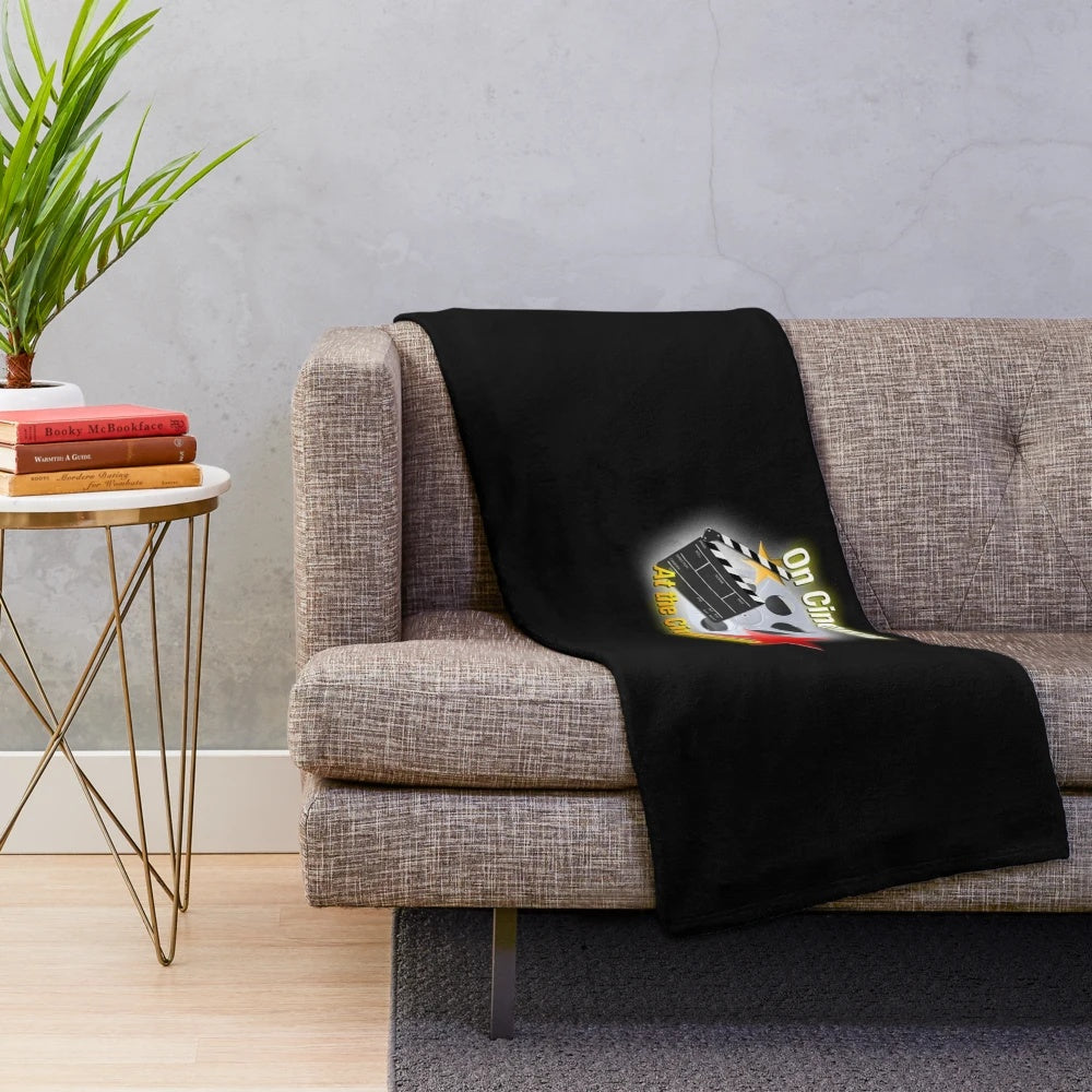 On Cinema at the Cinema logo plush blanket for cinephiles