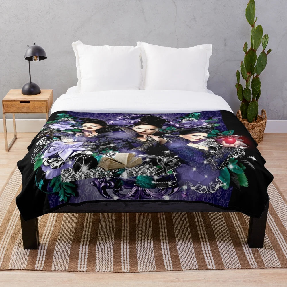 Once Upon a Time inspired plush blanket featuring Regina Mills and other popular characters