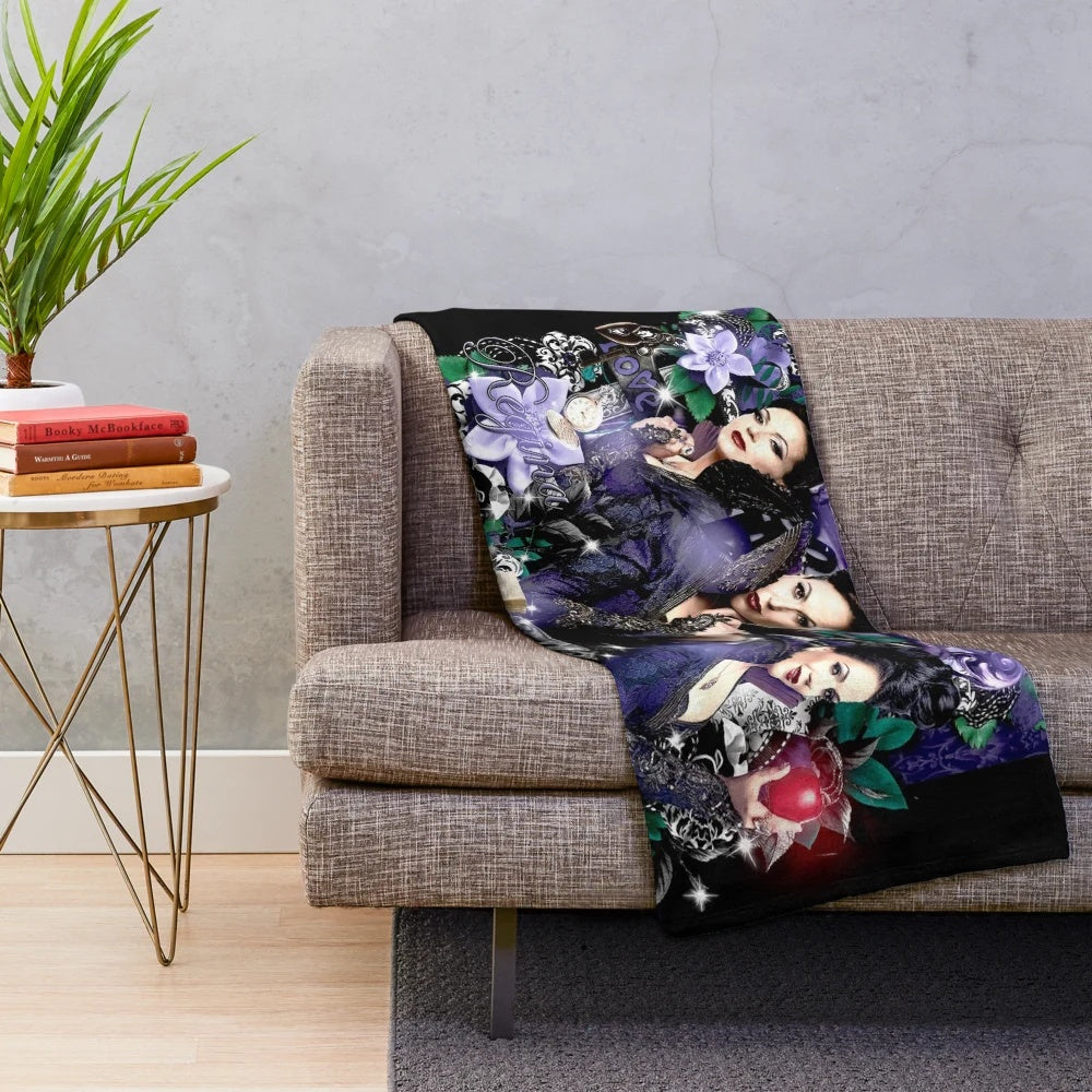 Once Upon a Time inspired plush blanket featuring Regina Mills and other popular characters