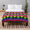 Greyhound or Whippet Silhouette against a Rainbow Background on a Soft Plush Blanket