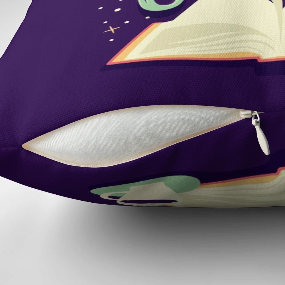 "One More Chapter" decorative pillow with a book design for reading enthusiasts