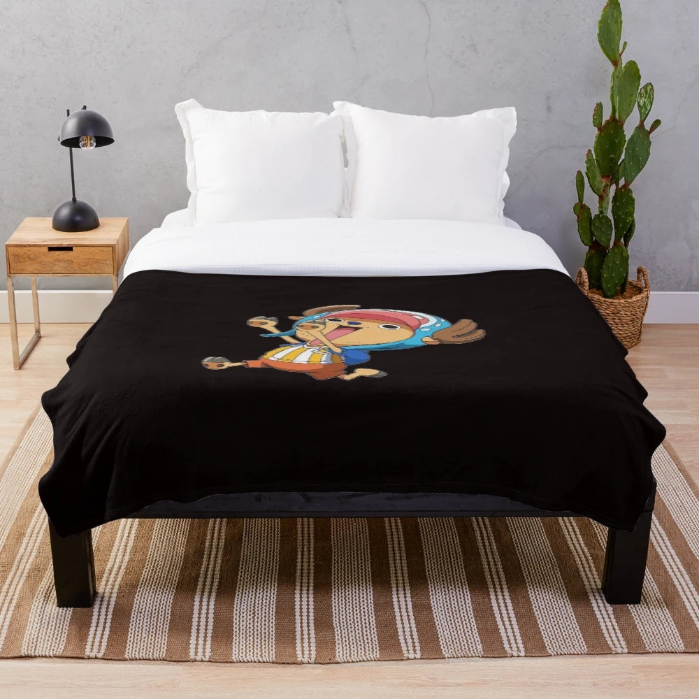 One Piece inspired plush blanket with the character Tony Tony Chopper