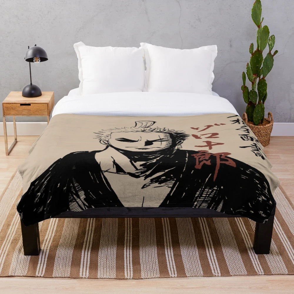 One Piece-inspired plush blanket featuring Zoro