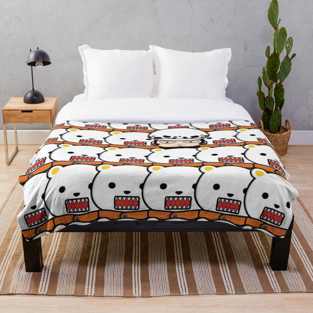 Soft and cuddly Trafalgar Law and Bepo plush blanket inspired by the popular anime One Piece