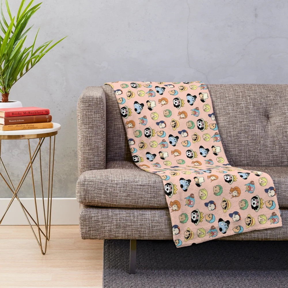 Soft and cozy One Piece themed plush blanket featuring the Straw Hat Crew