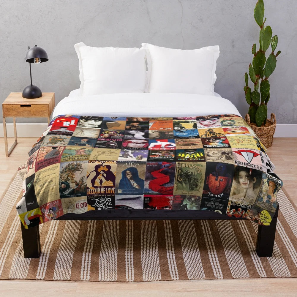 Soft and cozy plush blanket with an opera-inspired design