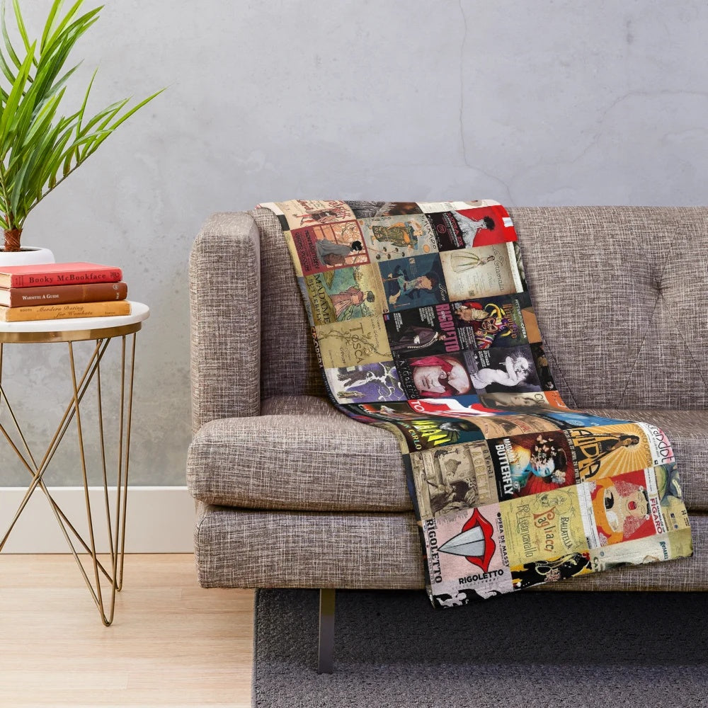 Soft and cozy plush blanket with an opera-inspired design