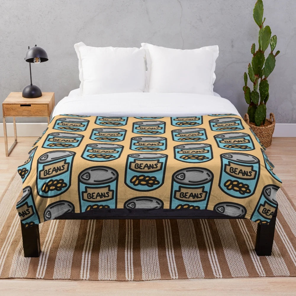 Orange beans themed plush blanket with a cute and fun design