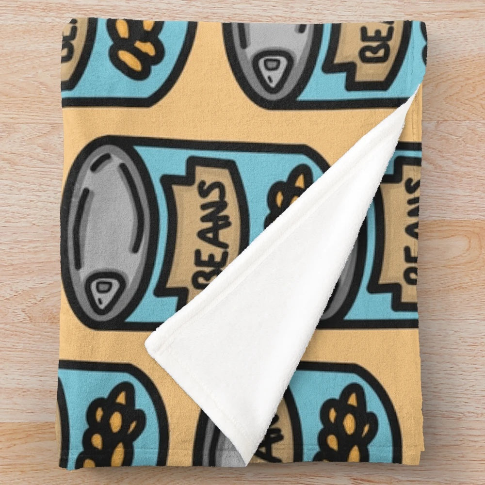 Orange beans themed plush blanket with a cute and fun design