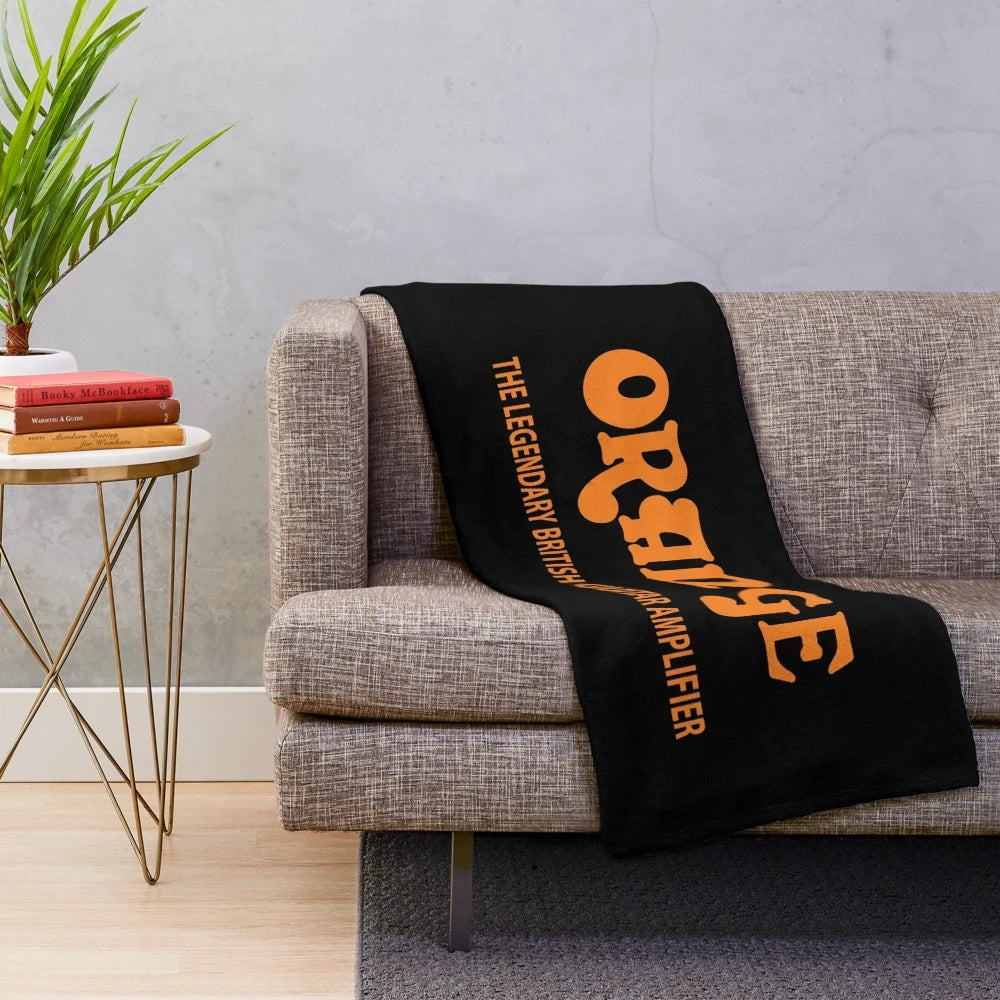 Orange plush blanket with British guitar amplifier design