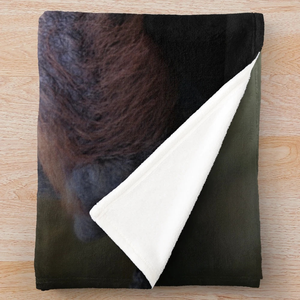 Orangutan plush blanket with a soft, furry design