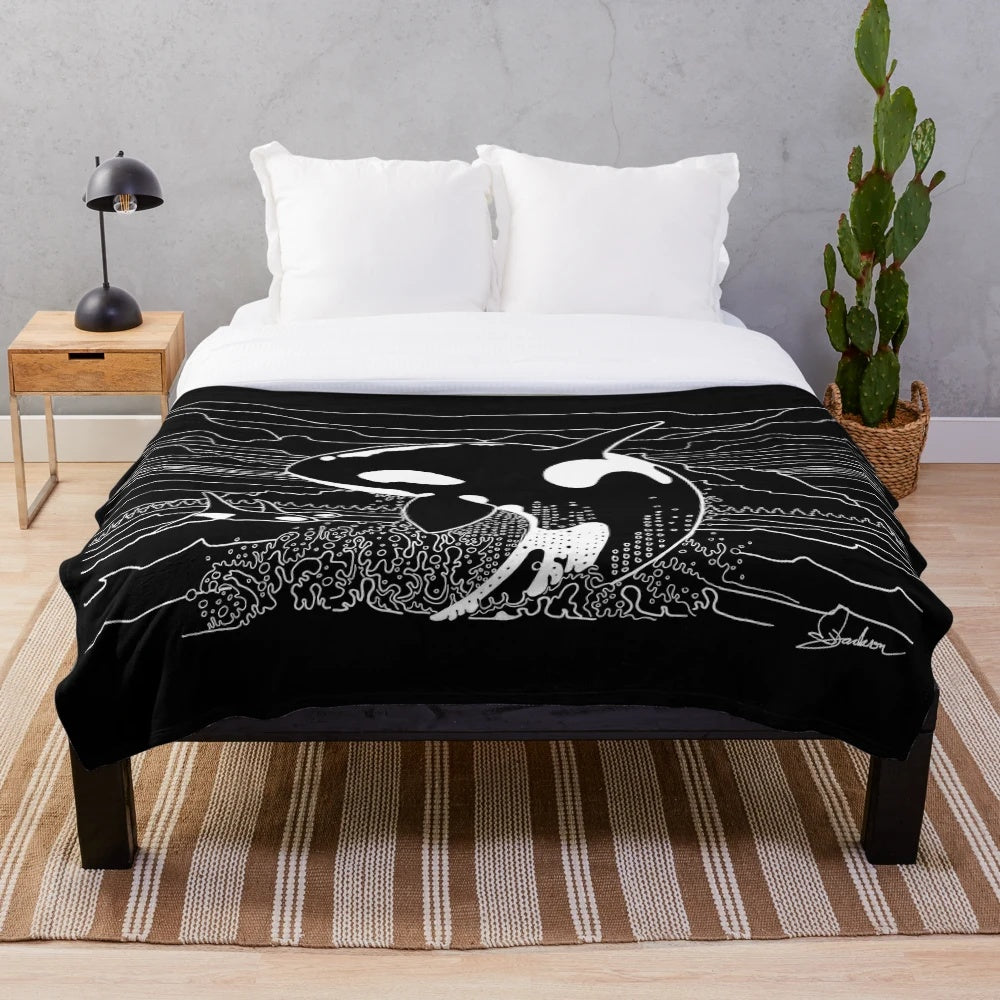 Soft and Plush Orca Blanket in Black and White